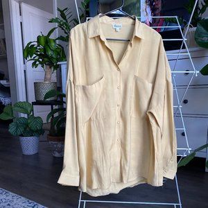 Glam Oversized Gold Pearl Snap Button-Up